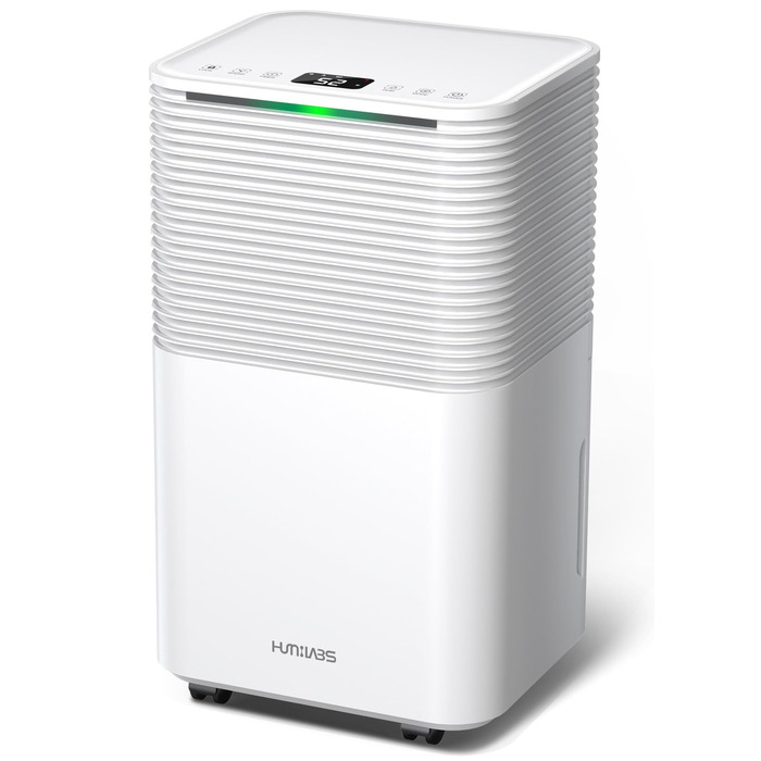 Електричний осушувач повітря 12л/день, сенсорне управління, дисплей, таймер, для дому та сушіння білизни, білий