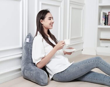 Підкушетник Lesekissen з підлокітниками, Memory Foam, для читання, роботи та ігор, знімний чохол (сірий)