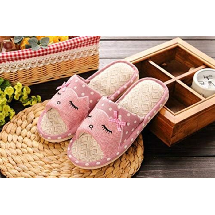 Тапочки дитячі халатні AioTio, халатні, японський стиль, рожеві, з мультфільмом, антиковзаючі, теплі, подарунок (38/39 EU)