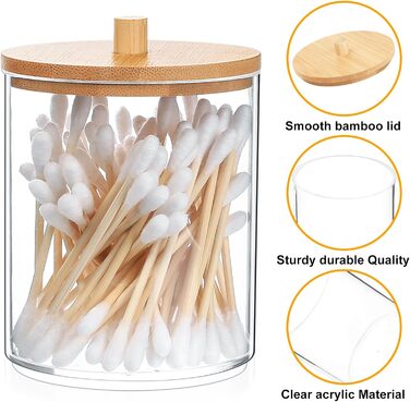 Тримач для ватних дисків та паличок Fulushouxi Gaumoeny, 2 шт, бамбуковий, прозорий органайзер для косметики, ванної кімнати