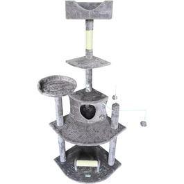 Кігтеточка для котів ESTEXO, 163 см, сірий колір. Ігровий комплекс, кріпиться до стіни, для котів