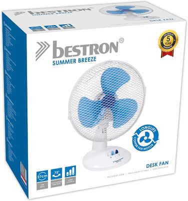 Вентилятор настільний Bestron DDF27Z, 29 см, 2 швидкості, білий