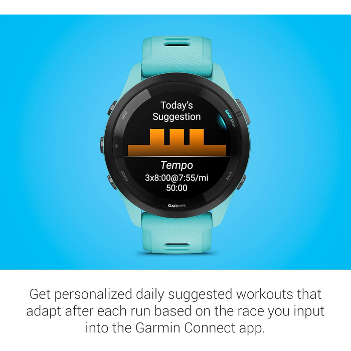 Розумний годинник Garmin Forerunner 265 для бігу, унісекс, 46 мм, Aqua/Чорний
