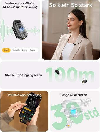 Мікрофон MAONO Wave T1 Mini USB-C: бездротовий, для iPhone/Android, з шумозаглушенням, для YouTube, Vlog, запису звуку