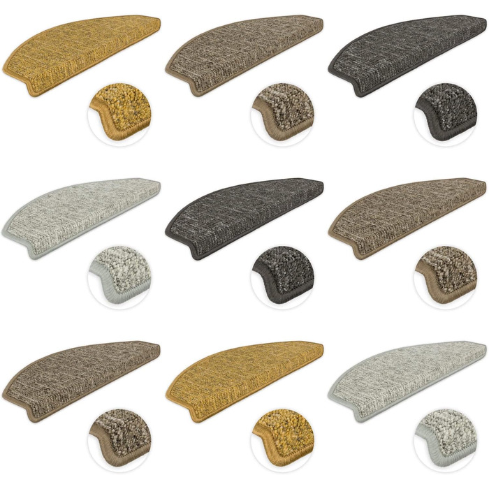 Ступінчасті килимки Kettelservice-Metzker Altona напівкруглі | Одинарні та набори I Килимки на сходи, золотий колір, 26 шт.