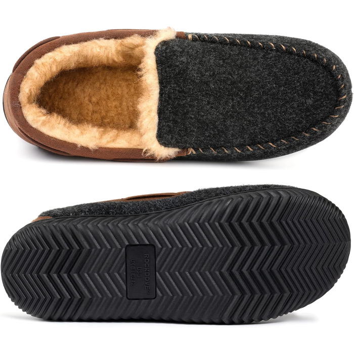 Домашні тапочки-мокасини RockDove для чоловіків з піною з пам'яттю (45 EU, Чорний)
