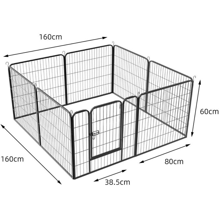 Клітка для цуценят та дрібних тварин 80x60 см, 8 секцій, з захисним тентом, розкладна, для собак, кроликів та інших дрібних тварин