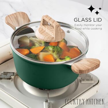 Набір посуду Country Kitchen, 14 предметів, антипригарне покриття, алюміній, кремовий (шавлія) - каструлі, сковороди та аксесуари