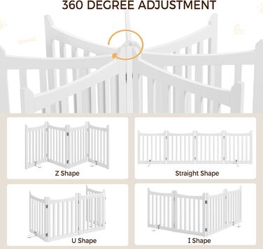 Yaheetech Freestanding Dog Gate - 4 Panel Pet Barrier, 60.5 x 201.5 cm - White