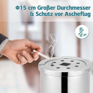 Металевий переносний попільничка Standaschenbecher з кришкою для внутрішнього та зовнішнього використання. Ідеально підходить для входу, виготовлений з нержавіючої сталі.
