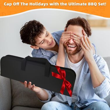 Набір аксесуарів для гриля з нержавіючої сталі на 9 частин, преміум-якість, для чоловіків та батьків, ідеальний подарунок на день народження/Новий рік, для BBQ, гриля та кемпінгу, з сумкою, включає шпатель, щипці