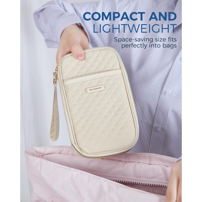 Органайзер для кабелів Bagsmart: кейс для електронних аксесуарів, подорожі, USB, зарядні пристрої, кабель для мобільного телефону, бежевий