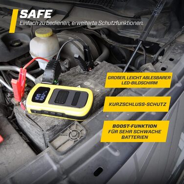 Бустер для автомобіля MAXTOOLS JS500 2200A 22Ah, пусковий пристрій (джампстартер) для 12V дизельних та бензинових двигунів, Powerbank з LED-ліхтарем та USB