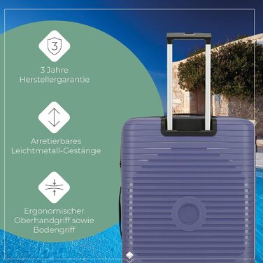 Чемодан Travelite ORBITA середній, розширюваний, 4 колеса, TSA-замок, 67 см, 68-78 літрів, блакитний (L 77 см, лавандовий)