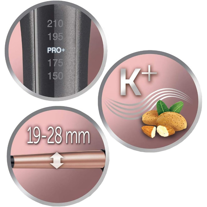 Стайлер для локонів Remington Keratin Protect [19-28 мм] з керамічним покриттям та маслом мигдалю, цифровий дисплей до 210°C, для створення природних локонів, спіральних локонів та пляжних хвиль, CI83V6