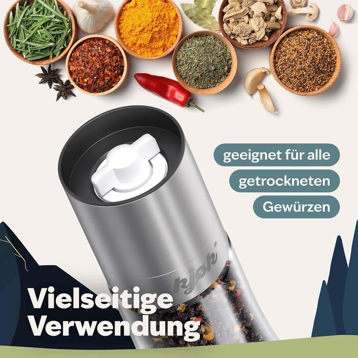 Набір для перцю та солі Kjøk Premium з нержавіючої сталі, 2 шт. з керамічним млинком