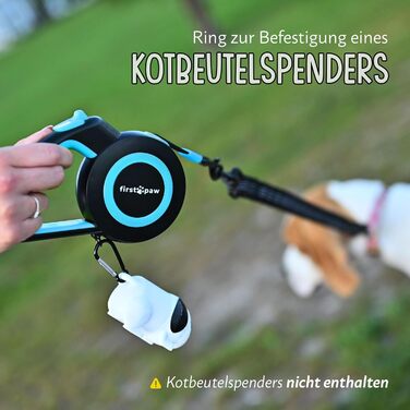 Висувна поводок для собак Rollleine 5м з функцією зупинки - зручний поводок для прогулянок, підходить для собак маленьких та середніх порід (до 20 кг), колір блакитний