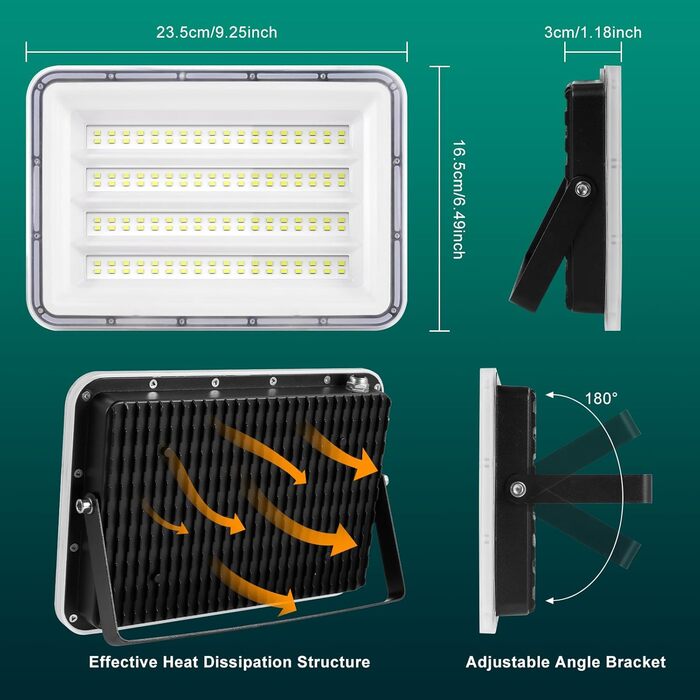 Viugreum 2 Pack 150W LED Flood Lights Outdoor 15000LM Floodlight IP66 Waterproof Outdoor Spotlight 6500K Floodlight Outdoor Cold White Spotlight Floodlight with 80cm Cable AC 220-240V for Garage