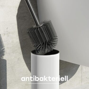 Щітка для унітазу з нержавіючої сталі та силікону з дискретним тримачем, антибактеріальна, з бризгозахистом