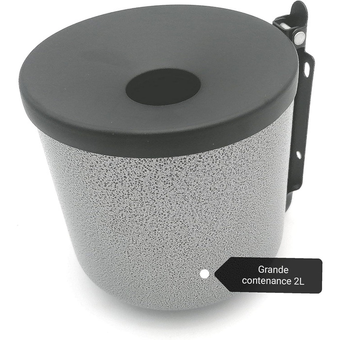 Outdoor ashtray, large, robust, made of hardened steel, wall-mounted, 2 l