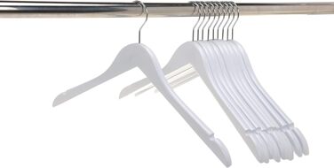 Дерев'яні вішаки для одягу Quality Hangers, напіввигнуті плічка з масиву дерева з поворотним гачком для піджаків та суконь, білі, 20 шт.