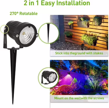Ground Spike Garden Light 5W LED Garden Floodlight IP66 Waterproof Garden Lamp with Plug Warm White 3000K LED Spotlight for Outdoor Garden Lawn Tree Meadow (pack of 8, Multicolor)