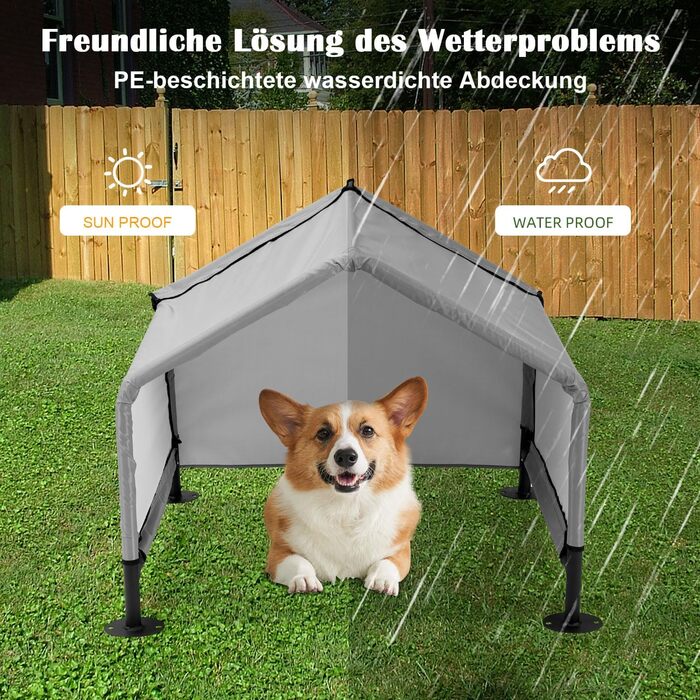 Будка для собак A.FATI Outdoor: сіра, 75x65x65 см, водонепроникна, з задньою стінкою, захист від сонця, для маленьких та середніх собак, котів, курчат, цуценят