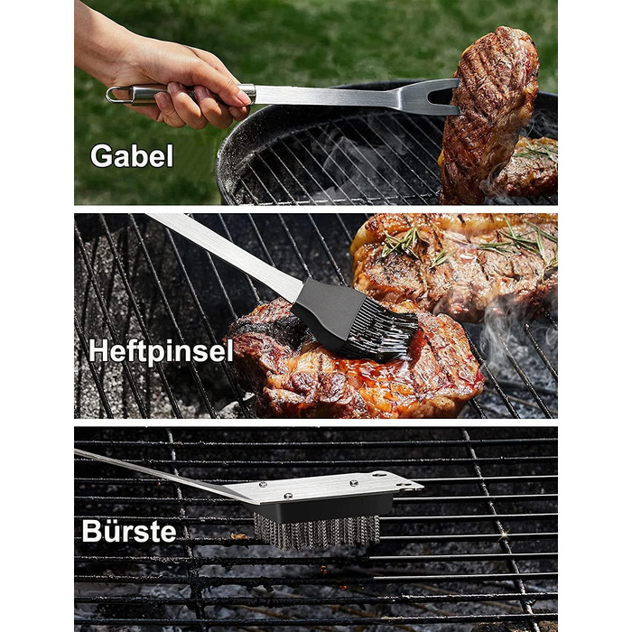 Набір грилю з нержавіючої сталі (21 предмет) – ідеальний подарунок для чоловіків, BBQ, Outdoor, Camping