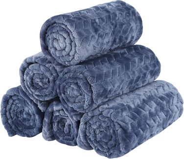 6 шт. М'які ковдри для собак та котів BVAGSS, 60 x 40 см, фліс, фланель, блакитні колоски