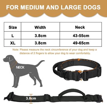 Тактичне нашийник для собак з ручкою, великий, зелений, з нейлону та неопрену, з металевою застібкою, регульований, для великих собак