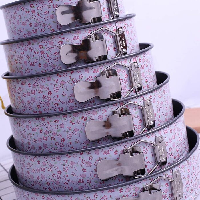 Набір форм для випічки з антипригарним покриттям, 7 розмірів, з нержавіючої сталі, для чізкейків, знімний дно, з кліпсами