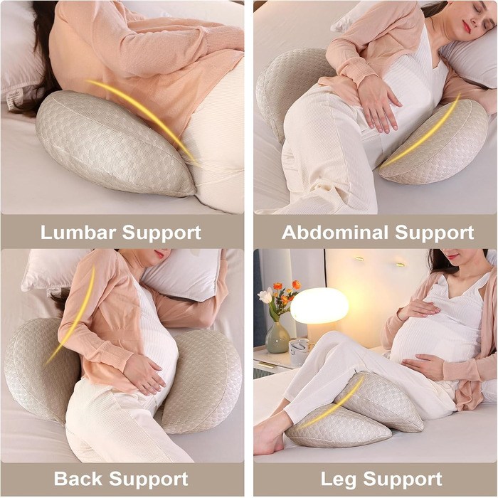 Вагітний подушок U-подібної форми SHANNA: подушка для сну на боці, подушка для годування, з м'якою оббивкою Minky Dot, велика подушка для підтримки, комфортна подушка для дорослих, подушка для тіла (бамбук Хакі, великий)