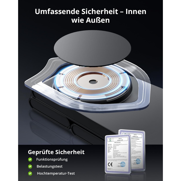 Зарядний пристрій 3-в-1 GEEKERA MagSafe для Apple Watch, iPhone (12-17) та AirPods, індуктивне зарядне, чорний матовий