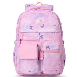 Рюкзак шкільний для дівчинки Schulrucksack, 43x35x17 см, фіолетовий з метеликами, для дітей 5-10 років, велика місткість