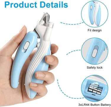 Тример для когтів домашніх тварин DONGKER з LED-підсвічуванням та гострою клинком, для собак та котів середніх та маленьких порід