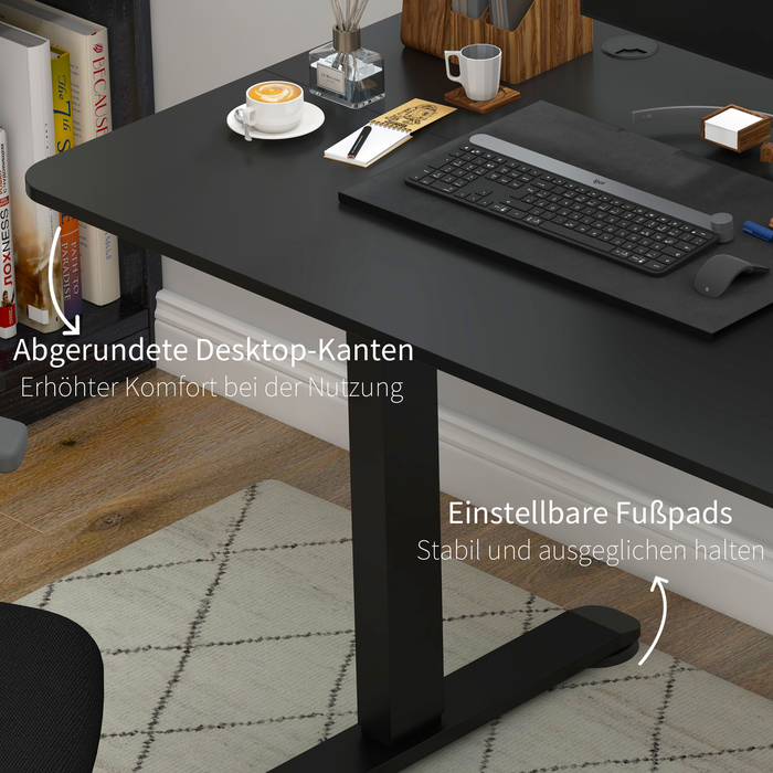 Vinsetto Standing Desk, Electric, with Anti-Collision, Overheat Protection, Memory Options, 140x70x72-116cm, Particleboard, Black | Aosom