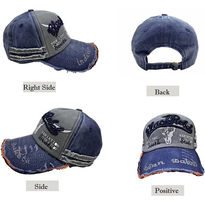 Кепка бейсболка Vintage з бавовни, випрасувана джинсова, ретро, з витертими краями, чоловіча/жіноча, з вишивкою, регульованого розміру, A-Marine
