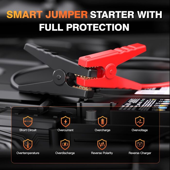 Powerbank з компресором Lucklike для авто, 4000A, LED-ліхтарик, бустер для 10.0л бензинових та 8.0л дизельних двигунів, підходить для SUV, мотоциклів та газонокосарок