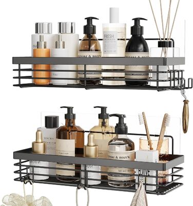 Набір душових корзинок Orimade з полицями та 5 гачками для ванної кімнати (3 шт., чорний)
