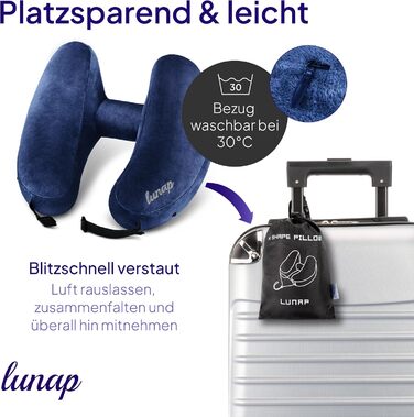 Подушка для шиї Luna Reisekissen: Memory Foam, дихаюча, для подорожей (літак, авто) | Сіра подушка для шиї | Подушка для подорожей | Подушка для шиї для дорослих