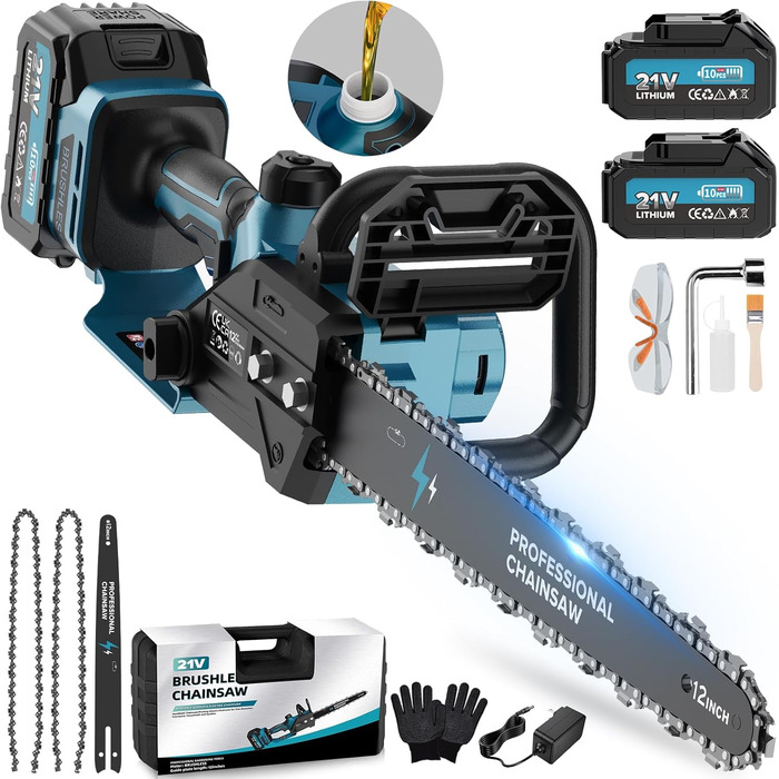 Акумуляторна міні-пила PowerCut X13: 6 дюймів, 8000mAh, автоматичний змащувач, для стрижки гілок та дерева