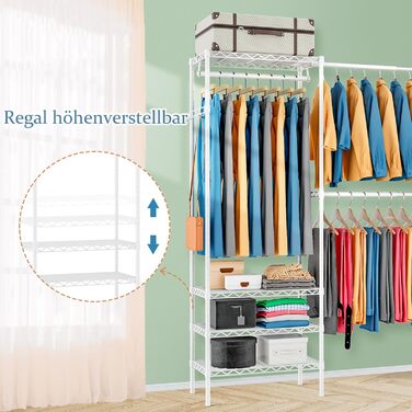 Розширюваний вішак для одягу, металева штанга для одягу, розсувний гардероб з гачками (білий)