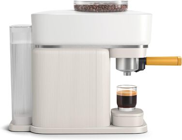 Philips Baristina Espresso Machine - Real Espresso, made simple. Compact coffee machine, Natural White with mango yellow portafilter, 16-bar pump pressure, automatic grinder, Cafe Crema (BAR300/03)