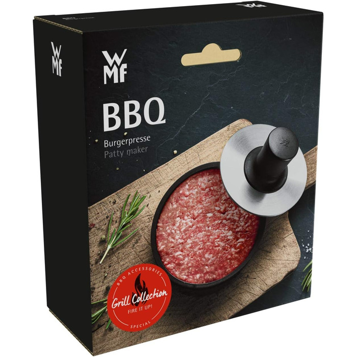 Прес для бургерів WMF BBQ з нержавіючої сталі 12,5 см – форма для котлет, для гамбургерів, чизбургерів, овочевих бургерів
