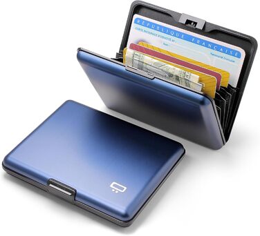 Гаманець ÖGON DESIGNS Smart Case Big Stockholm з алюмінію, велика місткість, RFID захист, Navy Blue