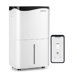 COSTWAY 50L побутовий осушувач повітря з таймером, вентилятором та режимом сну, LED-дисплеєм, для приміщень до 250 м³ (100 м²)