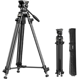 SMALLRIG штатив відео 158 см з fluid-головкою 360°, легкий штатив для камери з алюмінієвого сплаву, QR-плата, підйомний трос, для DSLR, відеокамер, 5 кг, AD-50Lite - 4684