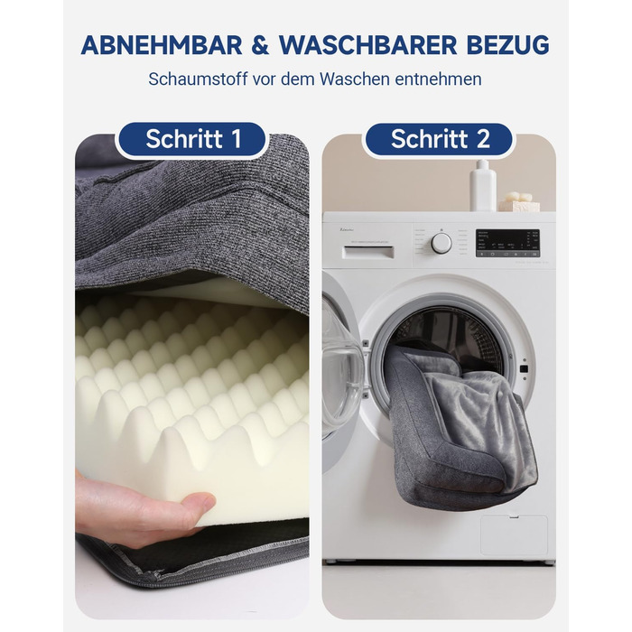 Ортопедичне ліжко для собак KSIIA, великі породи, кошик для собак, знімний та пральний чохол, водонепроникне ліжко для собак з бортиком, неслизьке дно, темно-сірий, 88x55x15 см