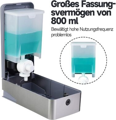 Настінний диспенсер для мила AnyDry, 800 мл, з вікном, срібний