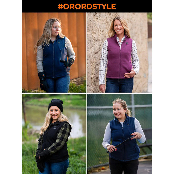 Обогрівальна жилетка OROORO для жінок, флісова, з Powerbank, чорна, XL